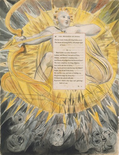 The Progress of Poesy, z „The Poems of Thomas Gray”, opublikowany 1797-98 (wc i czarny tusz na papierze) autorstwa William Blake